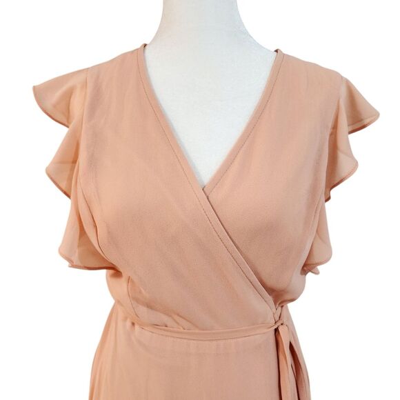 Lulus Crescendo Wrap Dress Blush Pink Maxi Flutter Sleeveless Women's Small - Picture 3 of 15